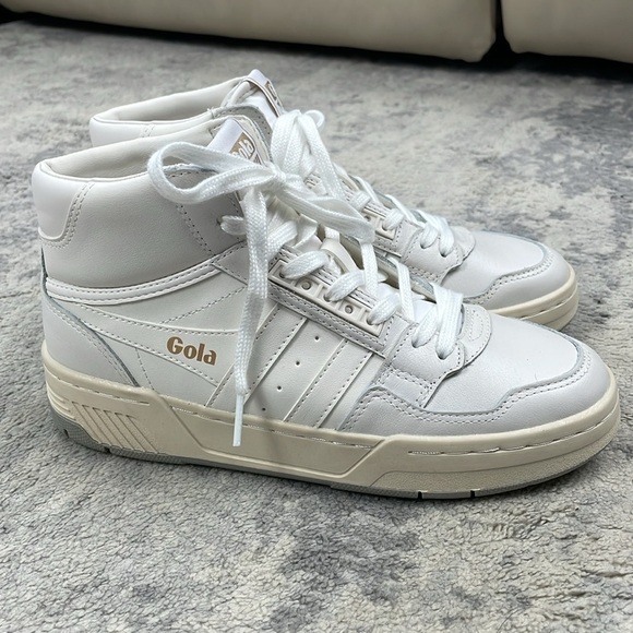 NIB Gola Challenge High Sneakers White Leather Hi Top  Retro 80s Style Sz 6.5 - Picture 10 of 16